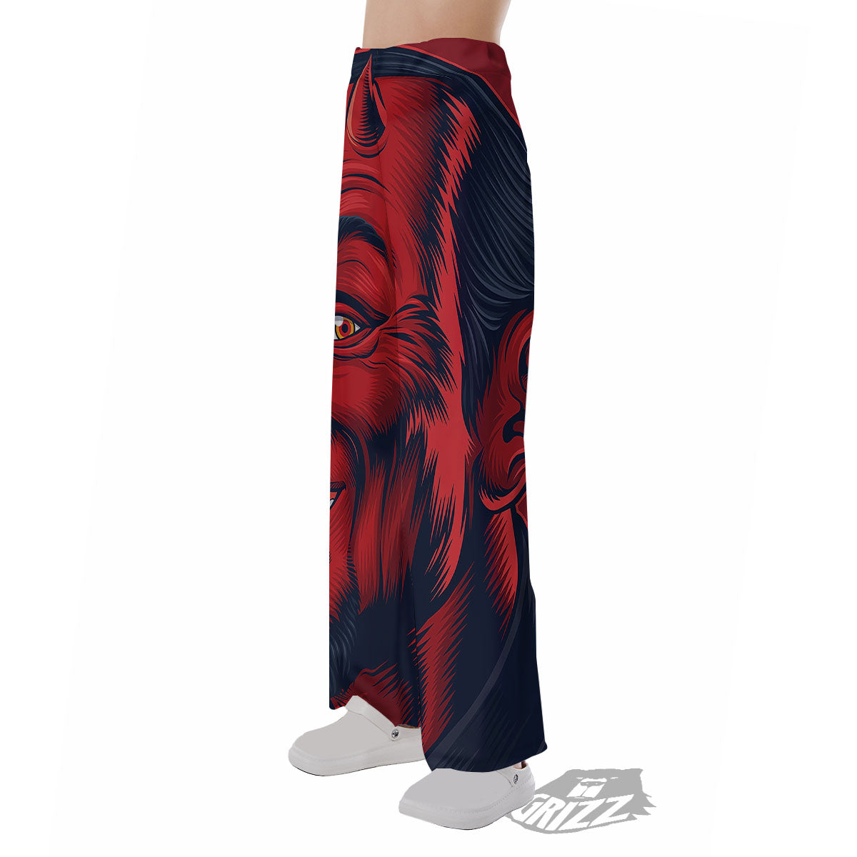 Satan Red Devil Print Pajama Pants-grizzshop