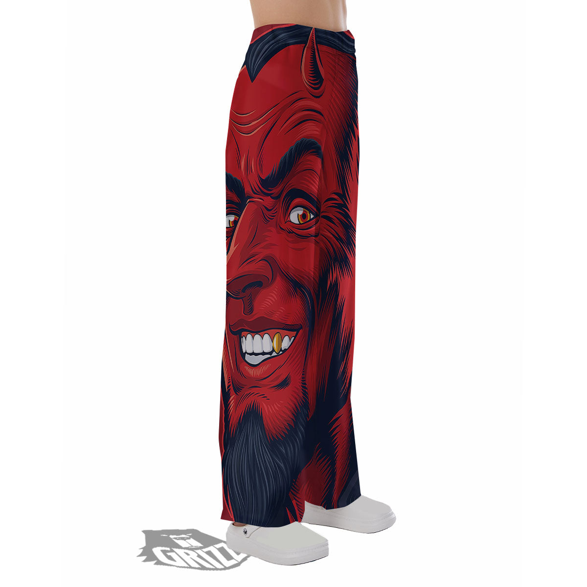 Satan Red Devil Print Pajama Pants-grizzshop