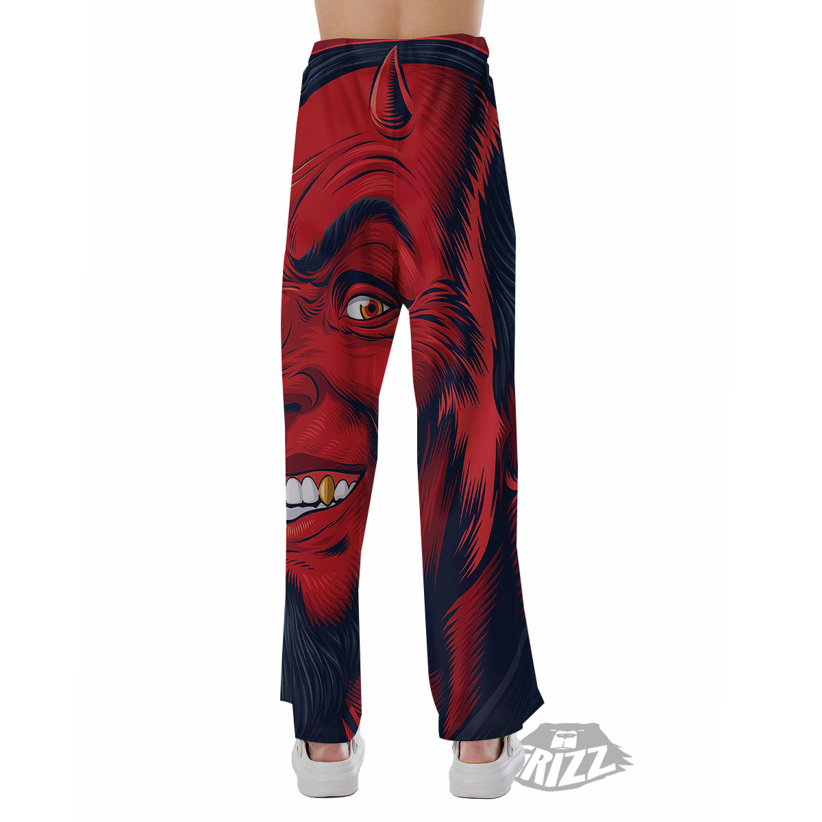 Satan Red Devil Print Pajama Pants-grizzshop