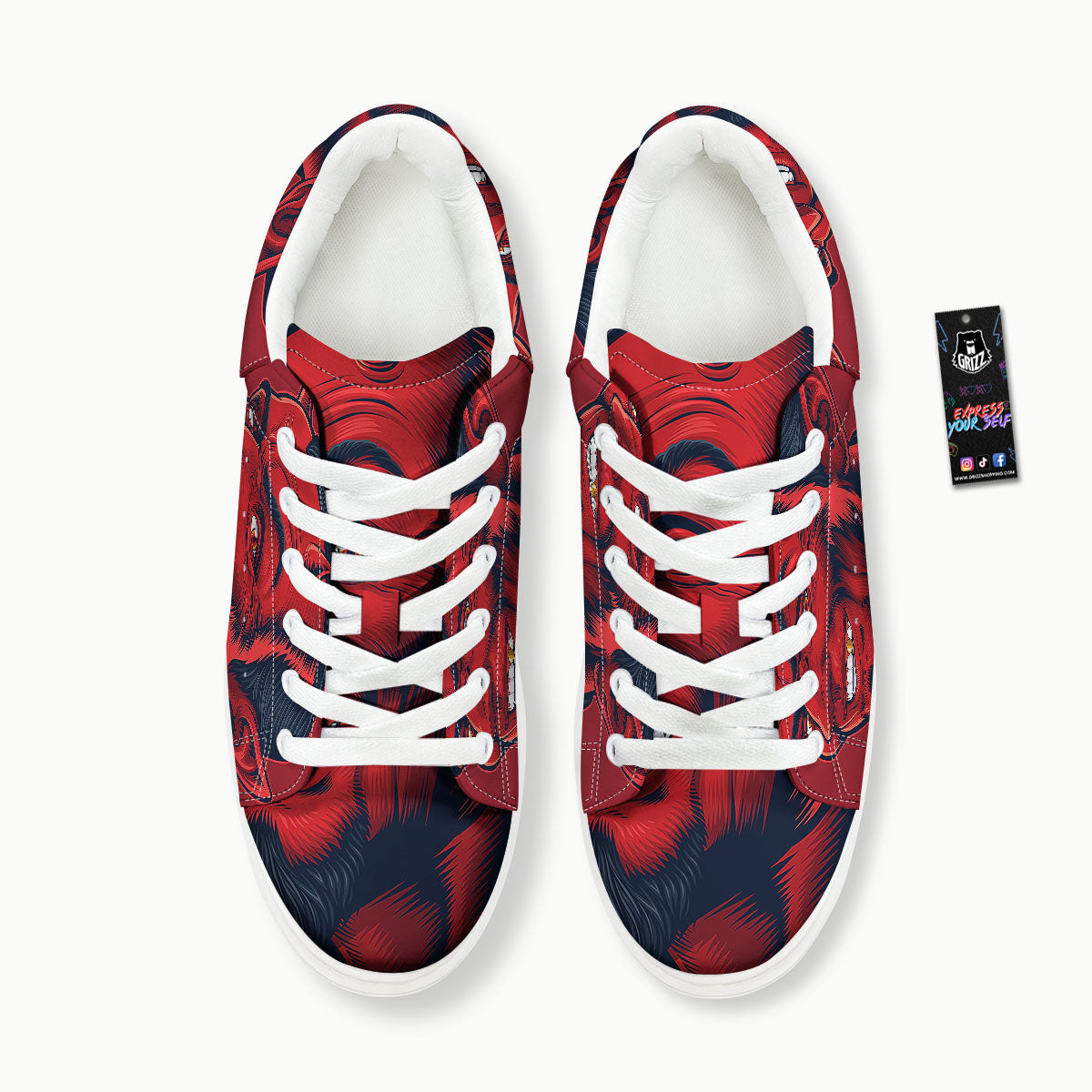 Satan Red Devil Print Platform Shoes-grizzshop