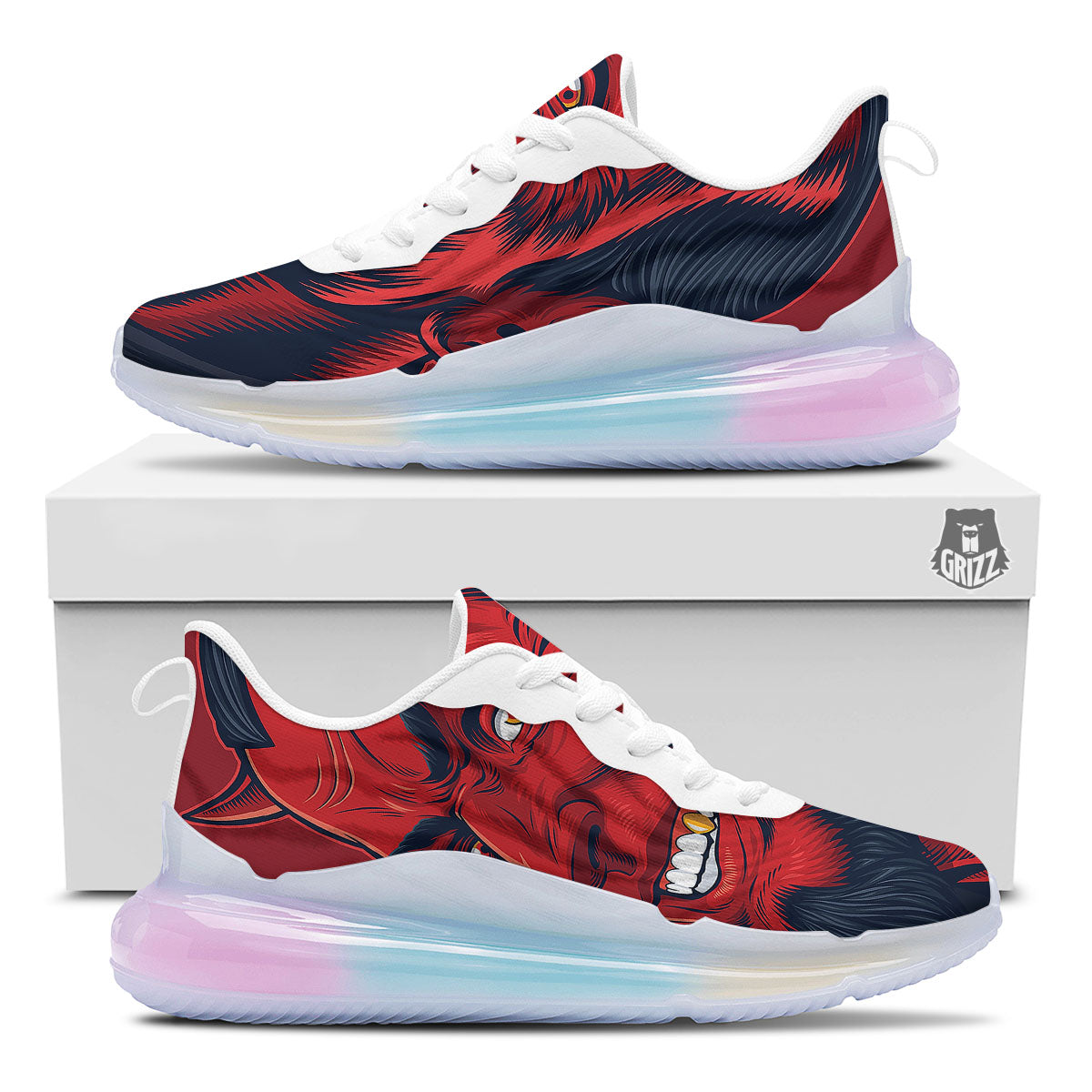 Satan Red Devil Print Running Sneakers-grizzshop