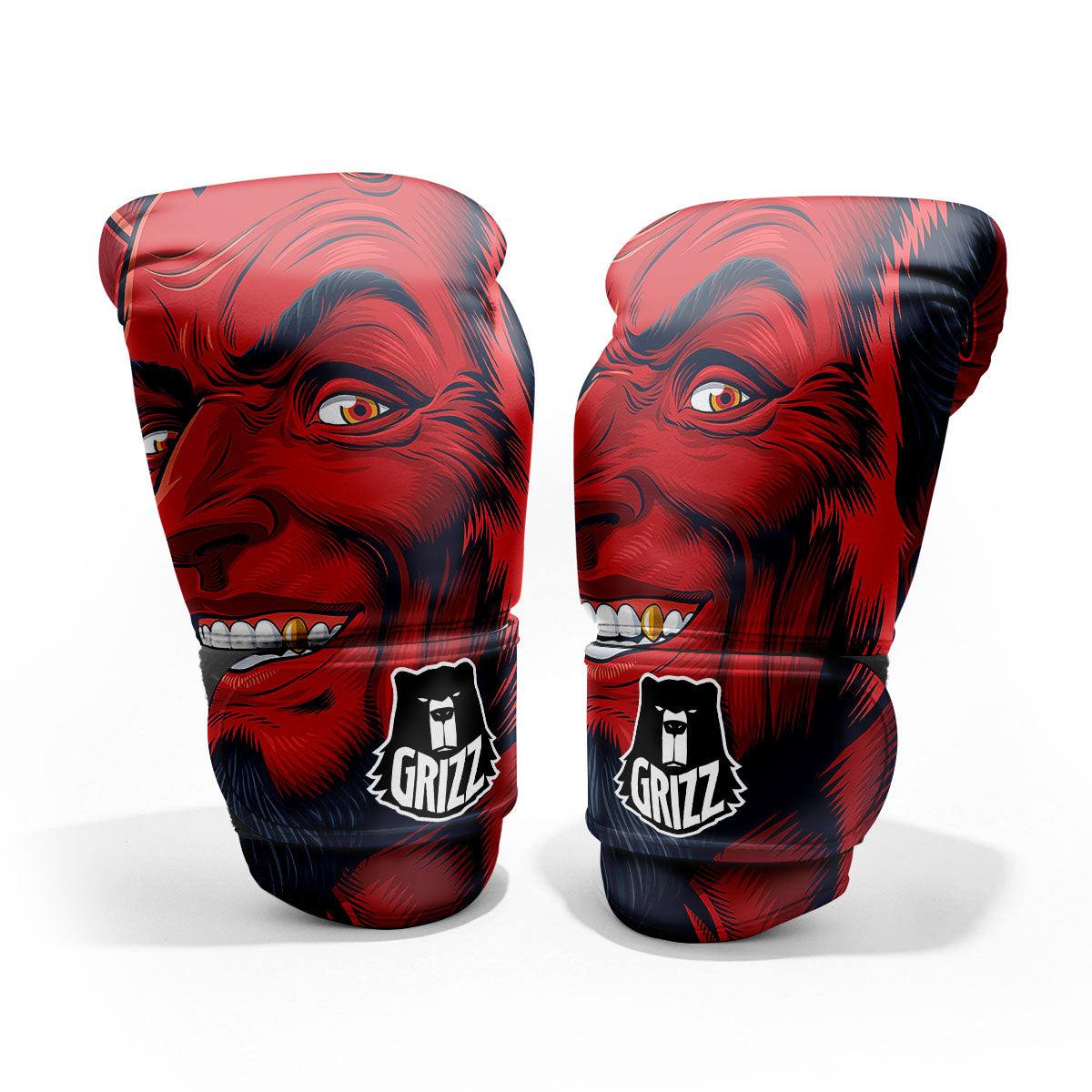 Satan Red Devil Print Sparring Gloves-grizzshop