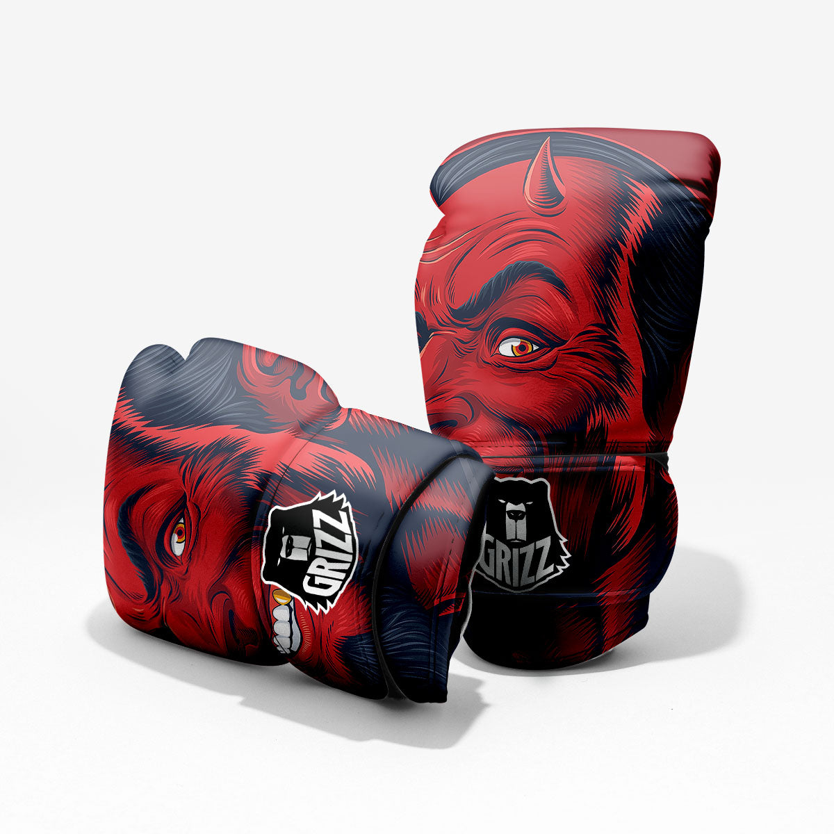 Satan Red Devil Print Sparring Gloves-grizzshop