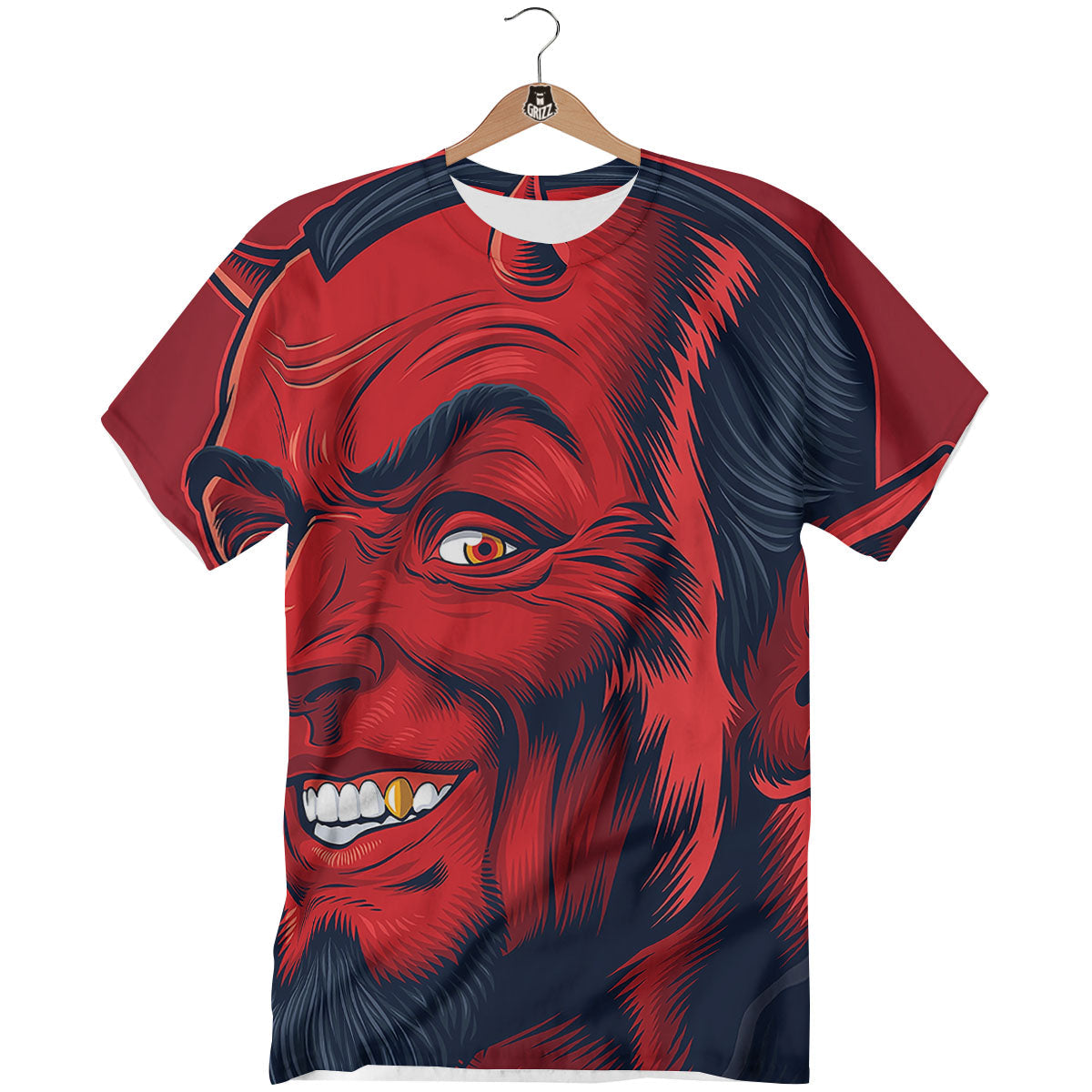 Satan Red Devil Print T-Shirt-grizzshop