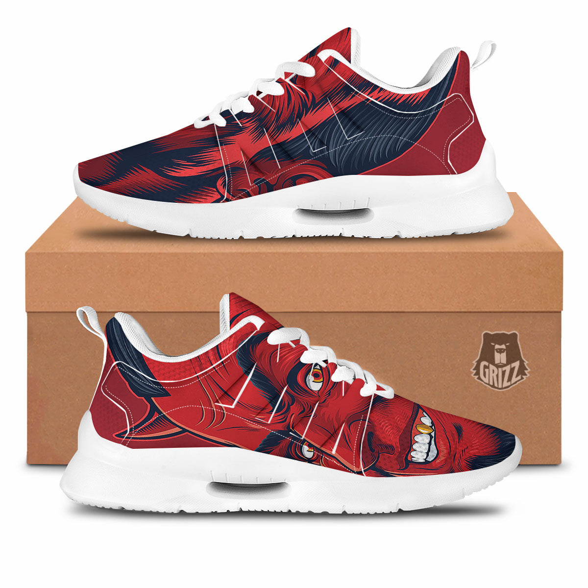 Satan Red Devil Print Tennis Shoes-grizzshop