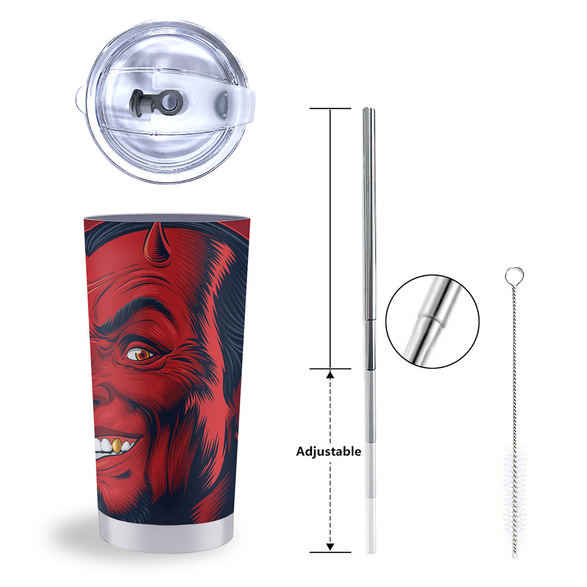 Satan Red Devil Print Tumbler-grizzshop