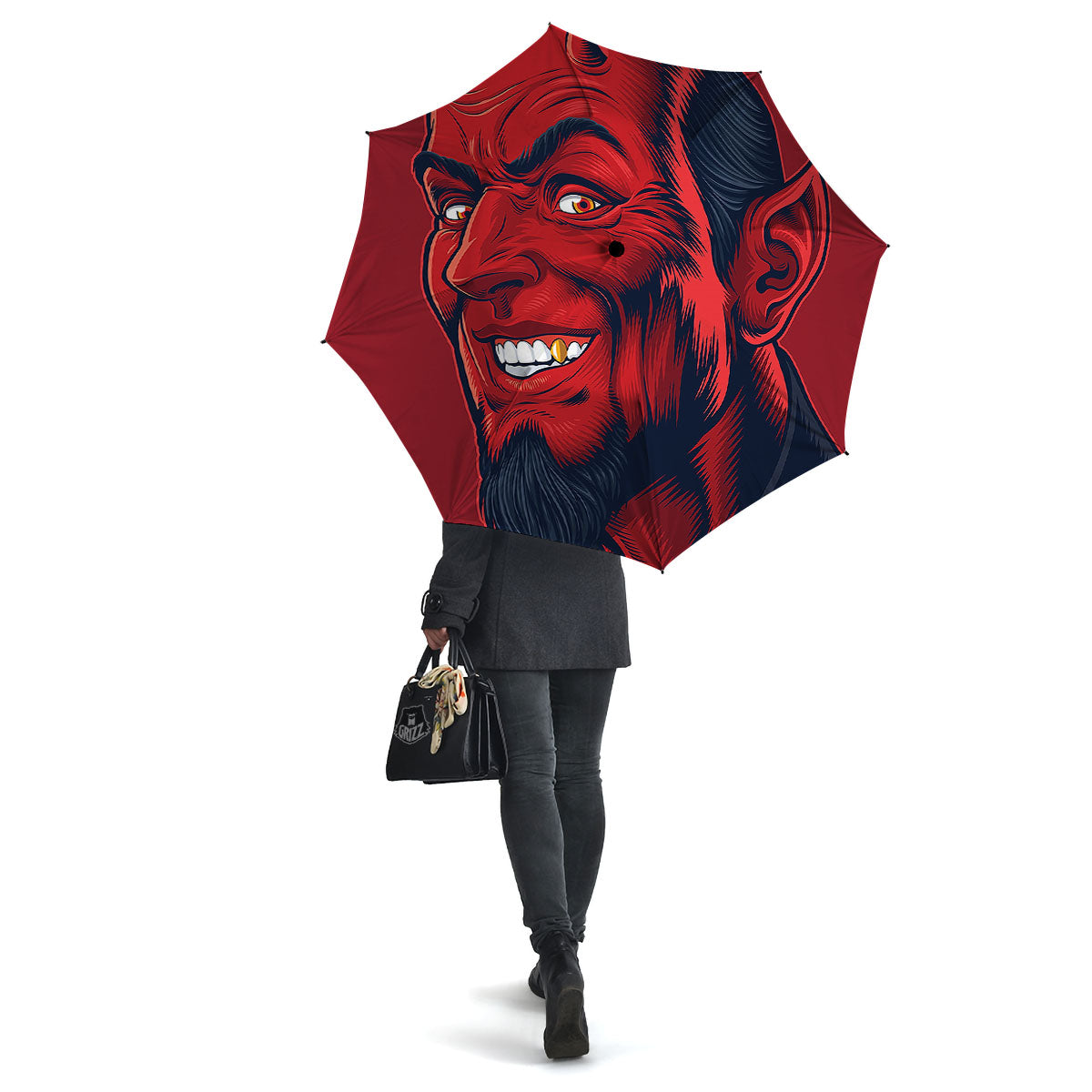 Satan Red Devil Print Umbrella-grizzshop