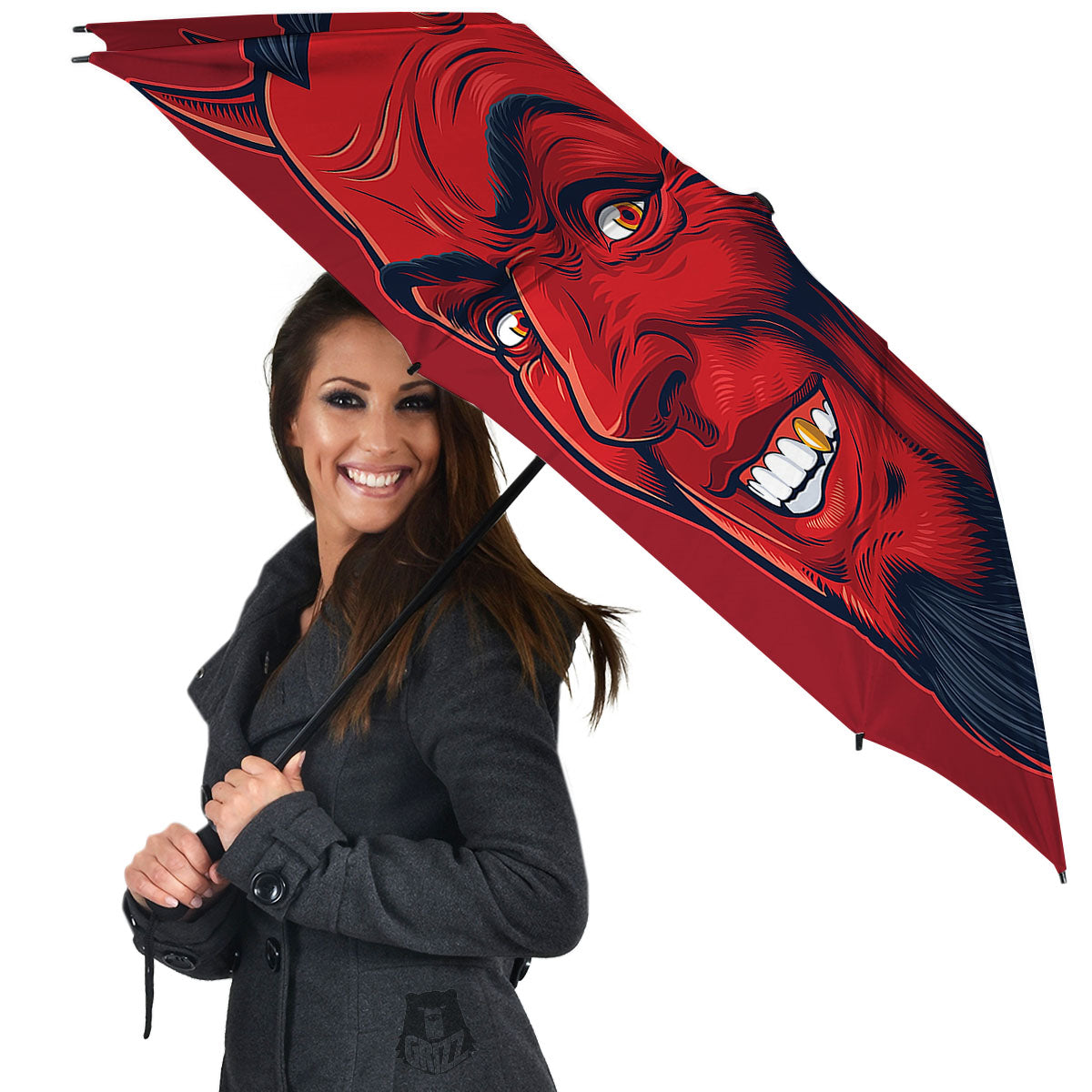 Satan Red Devil Print Umbrella-grizzshop