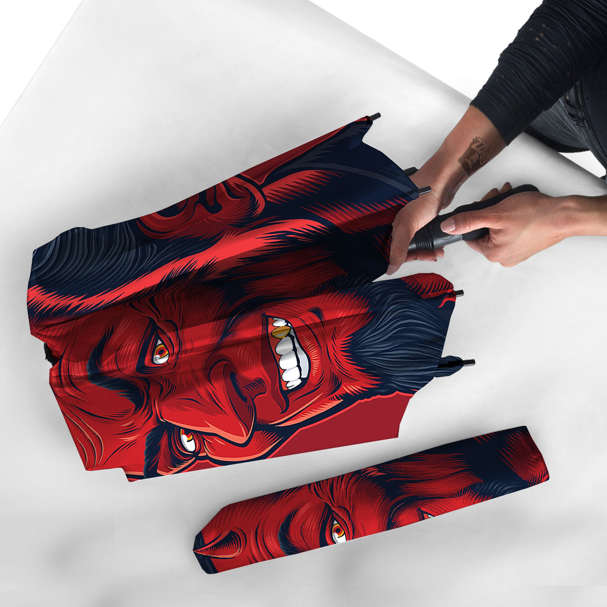 Satan Red Devil Print Umbrella-grizzshop