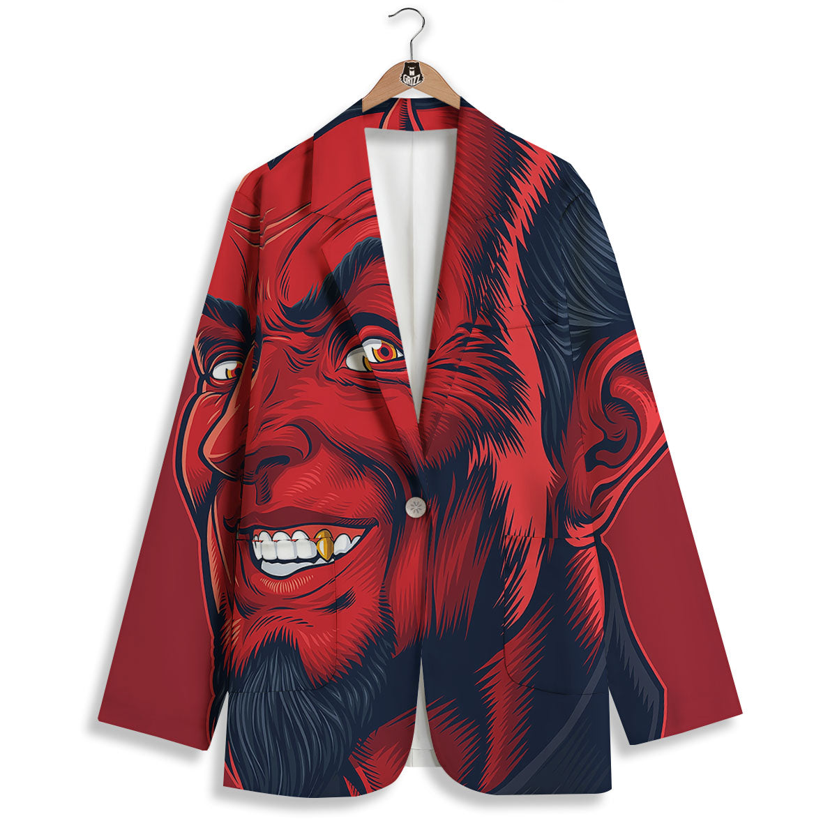 Satan Red Devil Print Women's Blazer-grizzshop