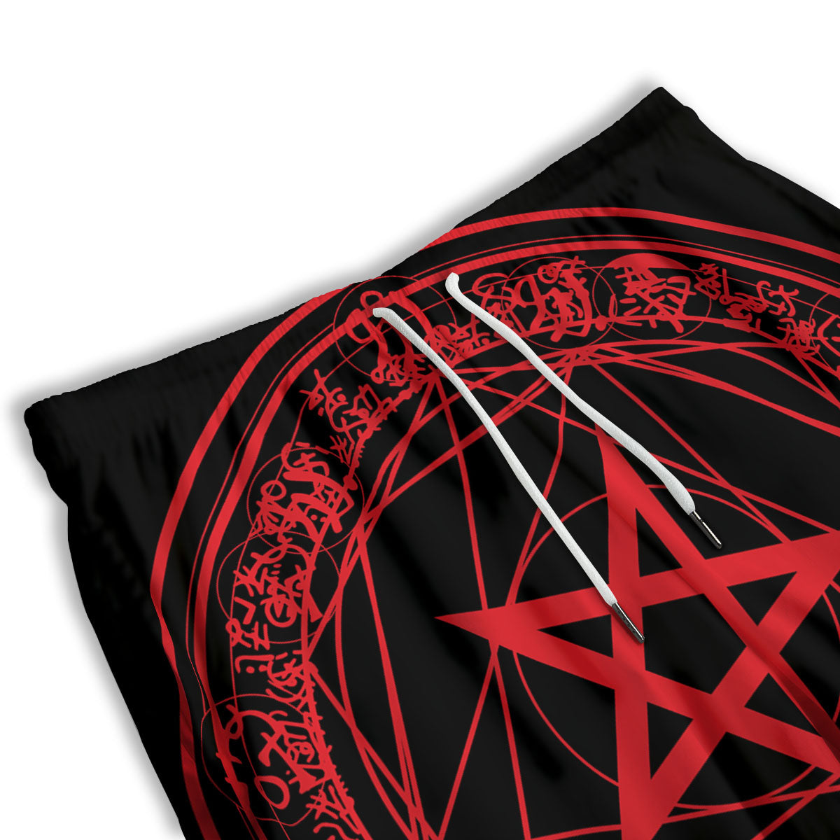 Satanic Pentagram Red And Black Print Men's Athletic Shorts