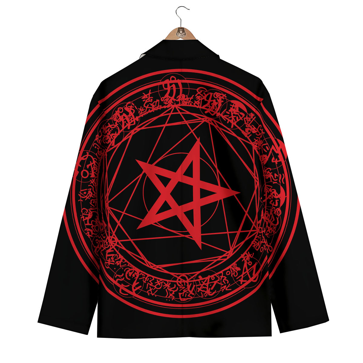Satanic Pentagram Red And Black Print Men's Blazer-grizzshop