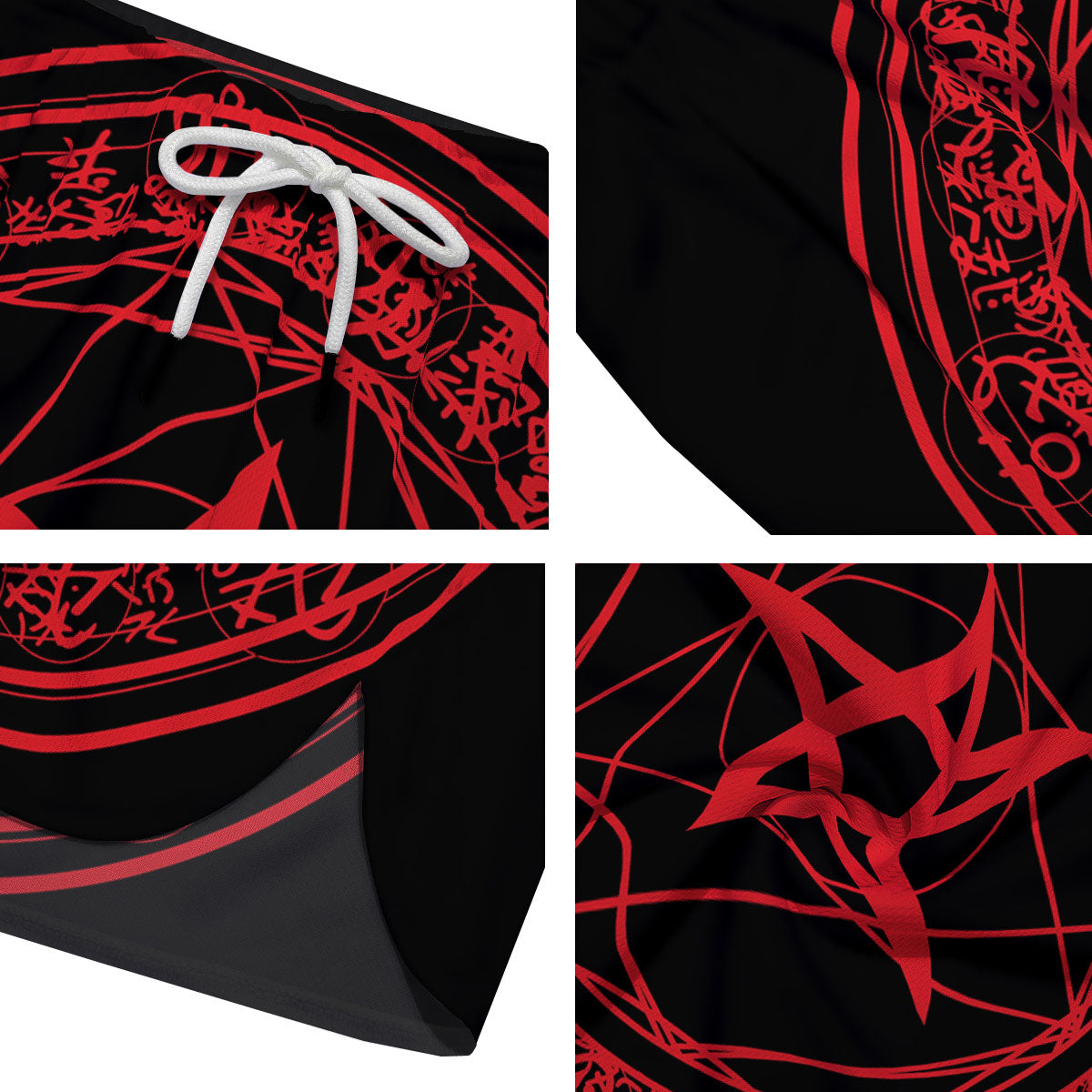 Satanic Pentagram Red And Black Print Men's Running Shorts-grizzshop