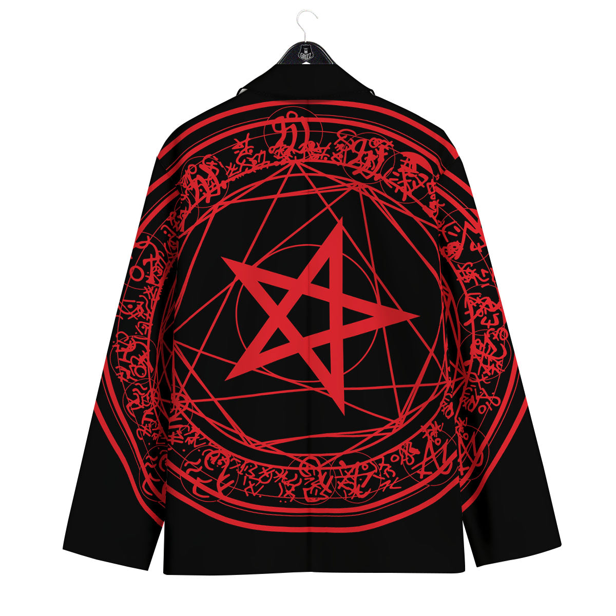 Satanic Pentagram Red And Black Print Men's Sport Coat-grizzshop