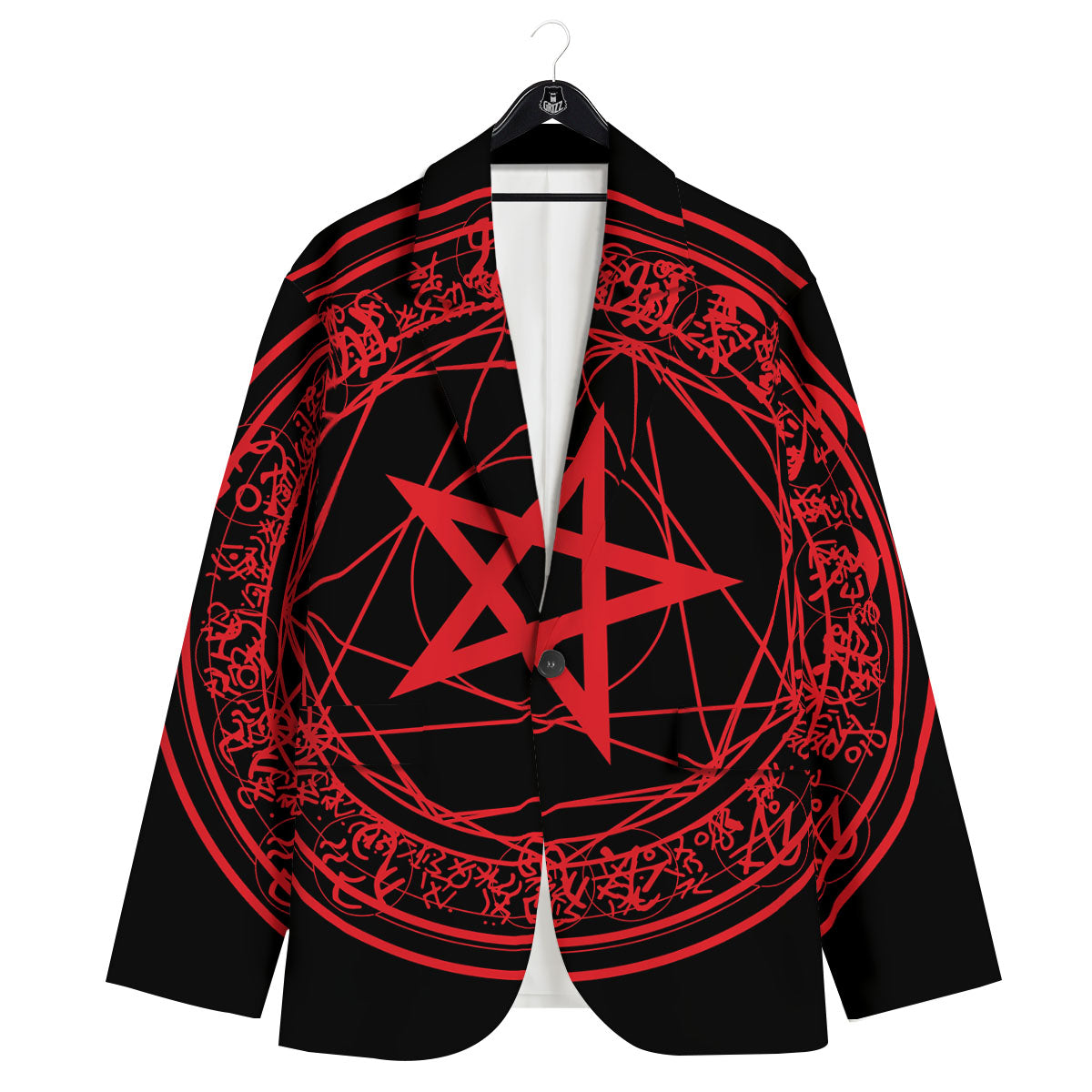 Satanic Pentagram Red And Black Print Men's Sport Coat-grizzshop