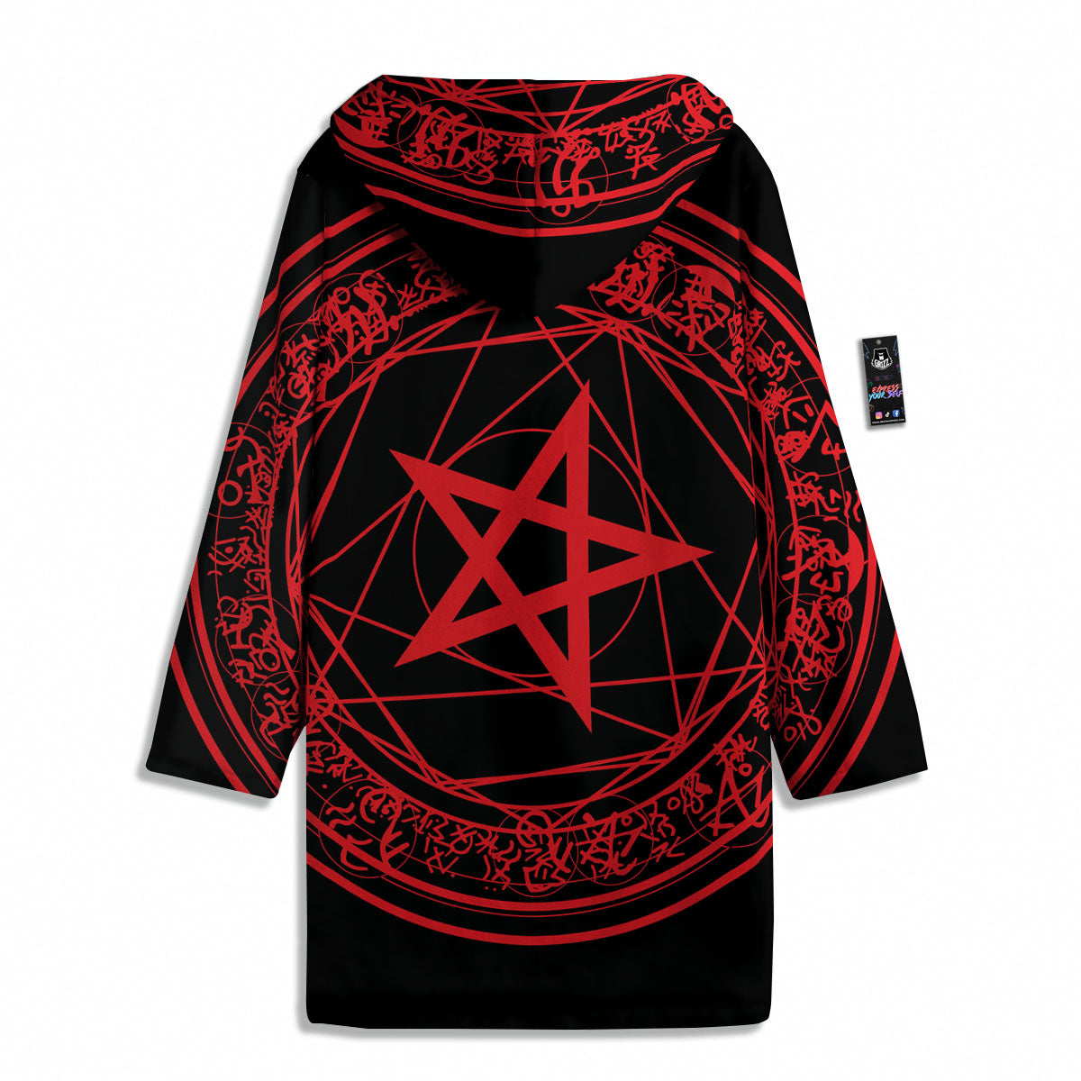 Satanic Pentagram Red And Black Print Men's Windbreaker Jacket-grizzshop