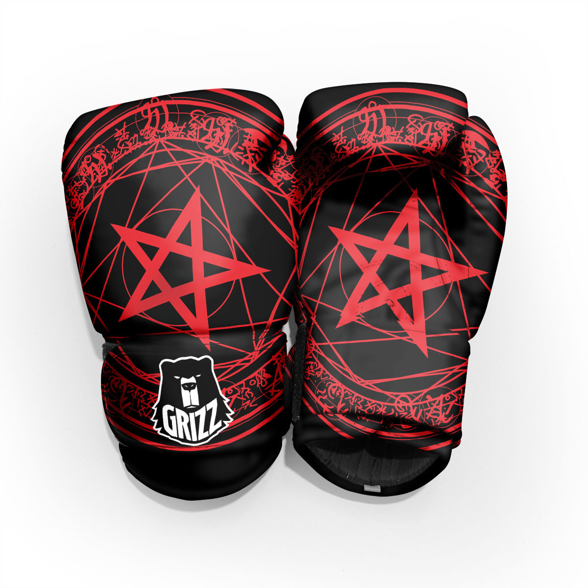 Satanic Pentagram Red And Black Print Pro Boxing Glove