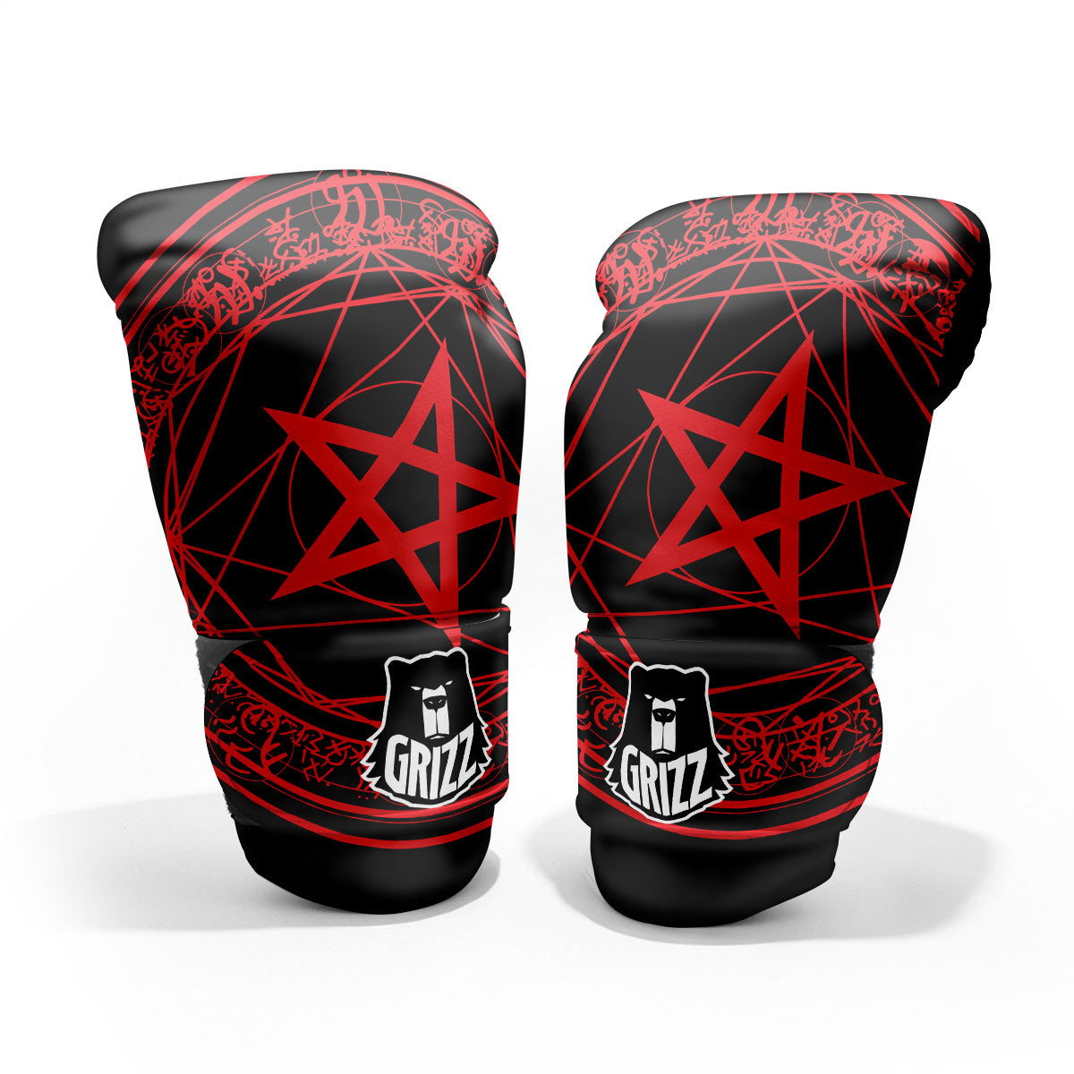 Satanic Pentagram Red And Black Print Pro Boxing Glove