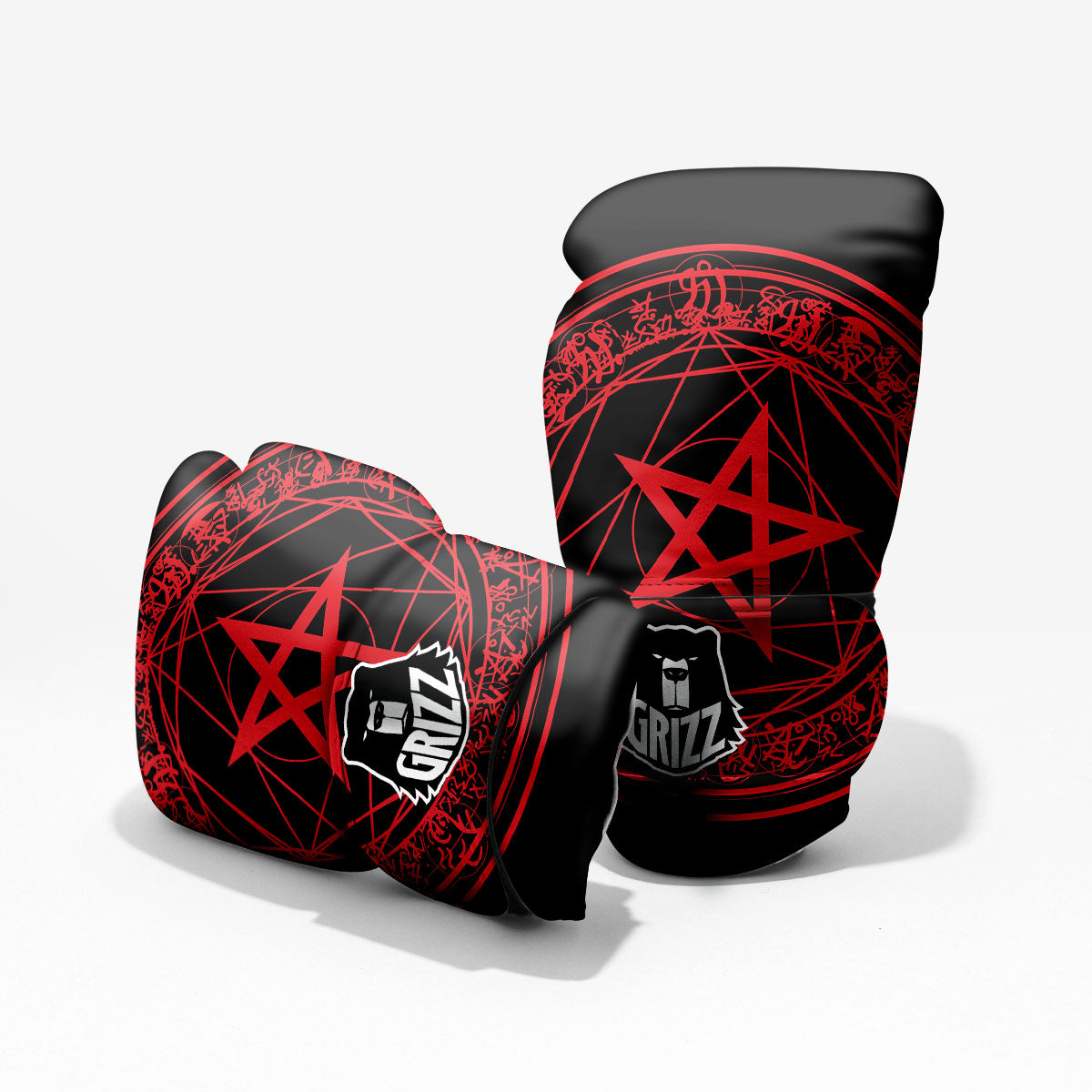 Satanic Pentagram Red And Black Print Pro Boxing Glove