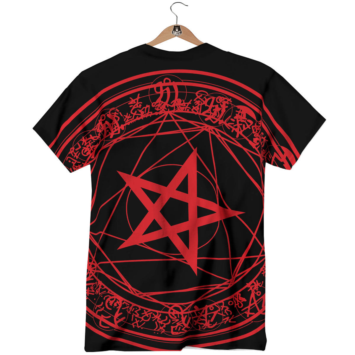 Satanic Pentagram Red And Black Print T-Shirt-grizzshop