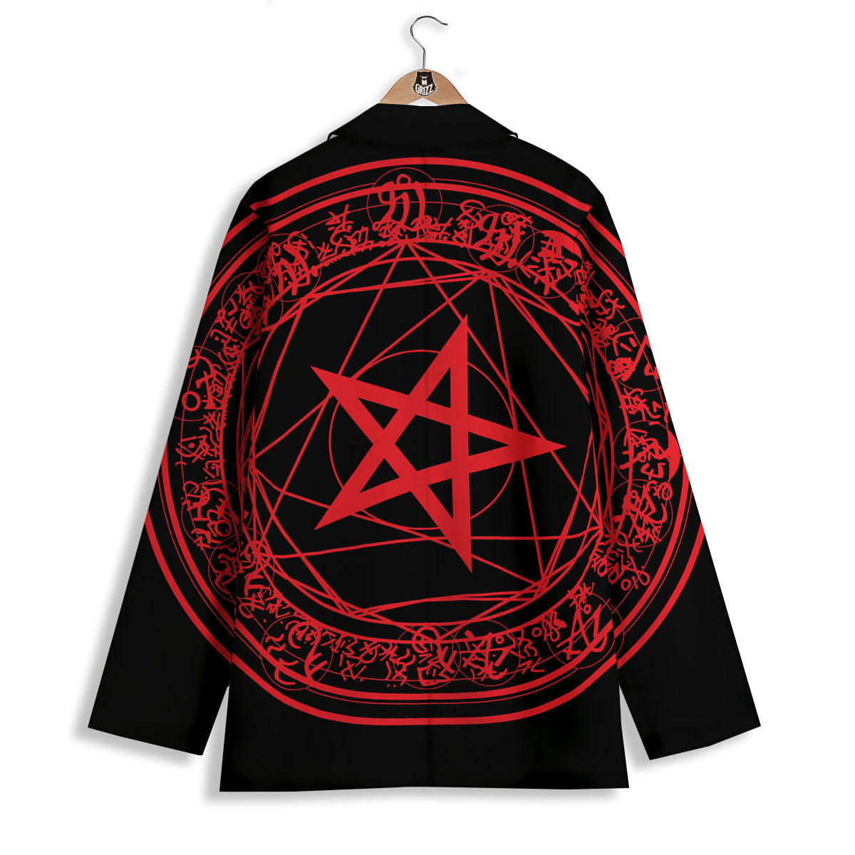 Satanic Pentagram Red And Black Print Women's Blazer-grizzshop