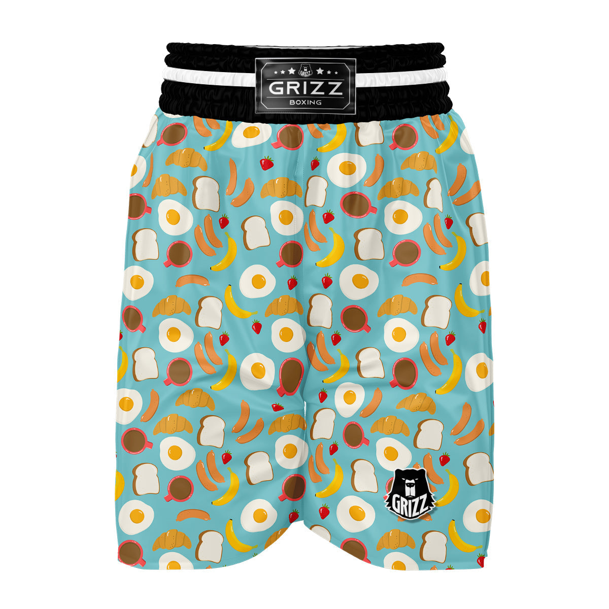 Sausage Egg Toast Breakfast Print Pattern Boxing Shorts-grizzshop