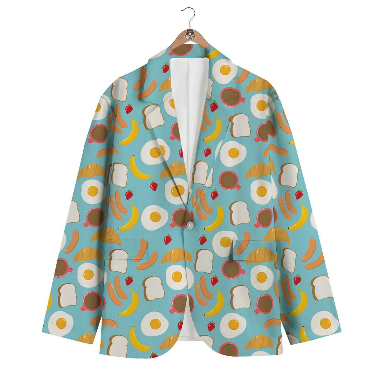 Sausage Egg Toast Breakfast Print Pattern Men's Blazer-grizzshop