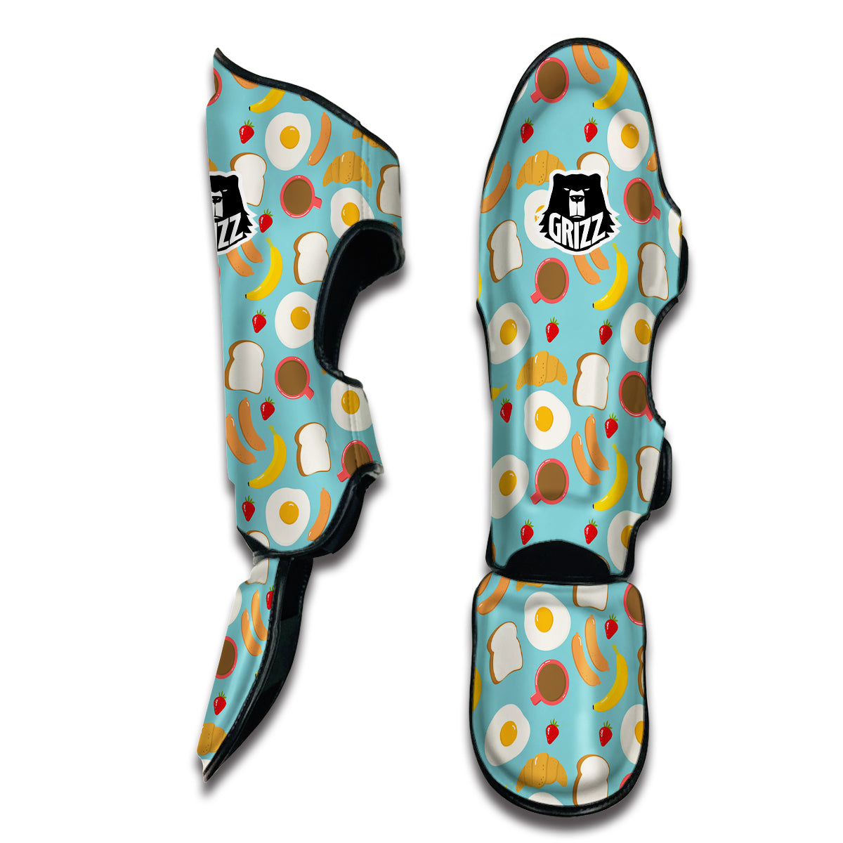 Sausage Egg Toast Breakfast Print Pattern Muay Thai Shin Guards-grizzshop