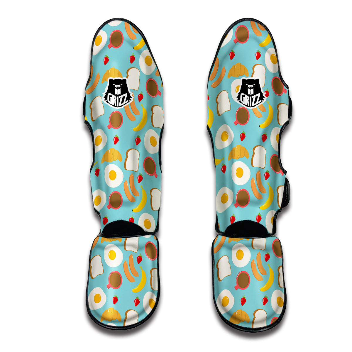 Sausage Egg Toast Breakfast Print Pattern Muay Thai Shin Guards-grizzshop