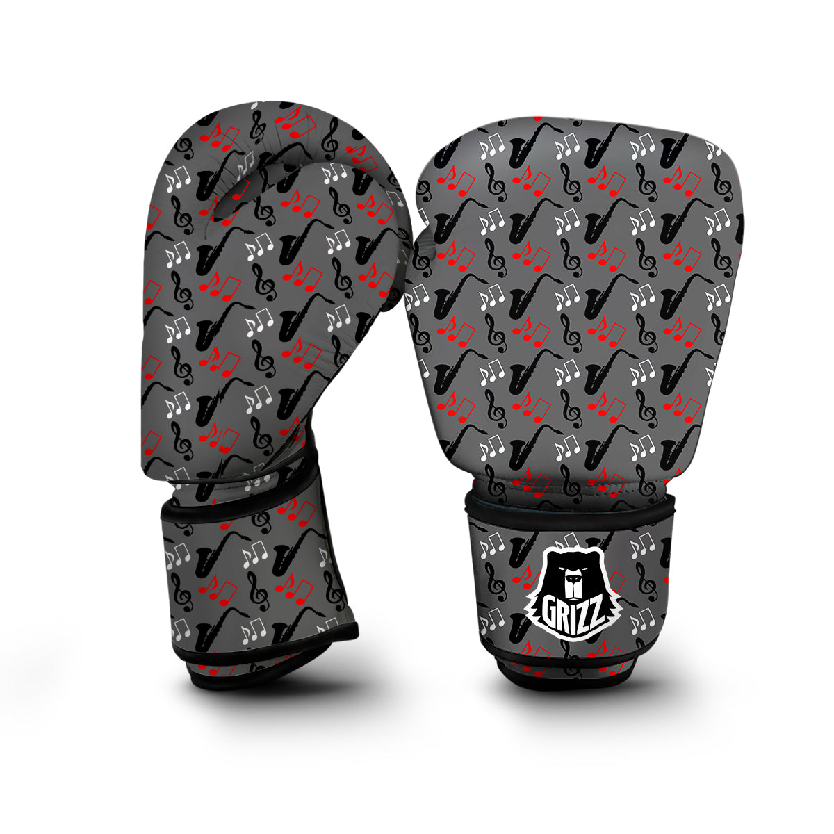 Saxophone Pattern Print Boxing Gloves-grizzshop