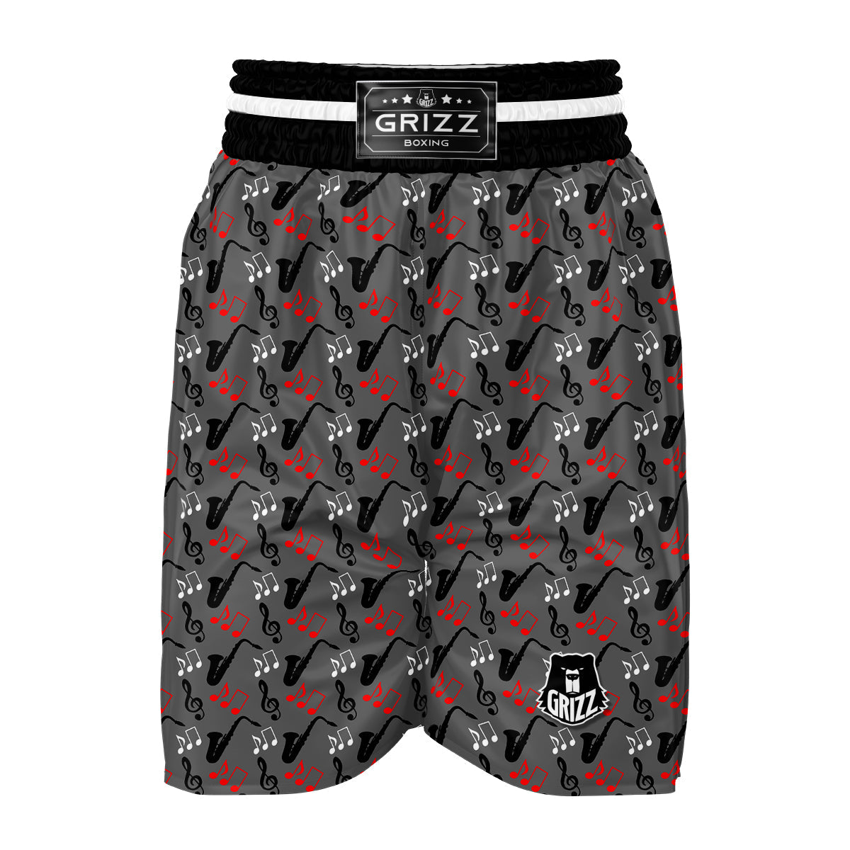 Saxophone Pattern Print Boxing Shorts-grizzshop