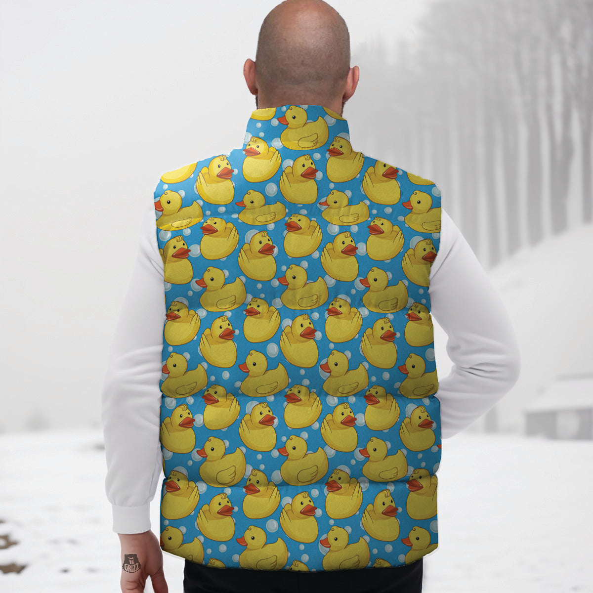 Saxophone Pattern Print Down Vest-grizzshop