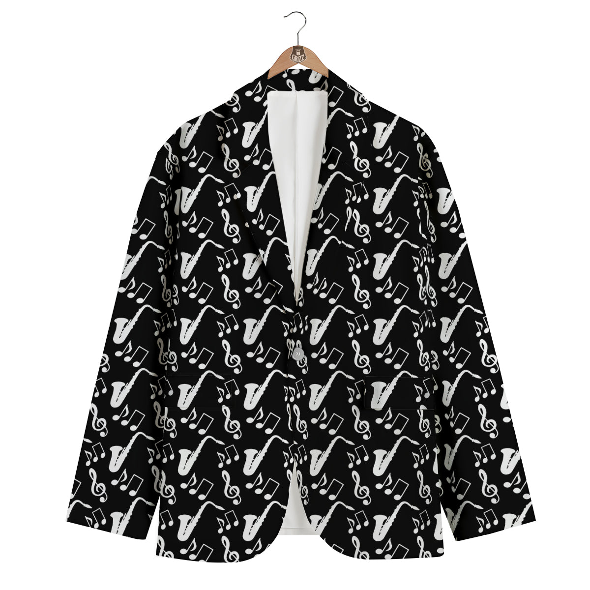 Saxophone Print Pattern Men's Blazer-grizzshop