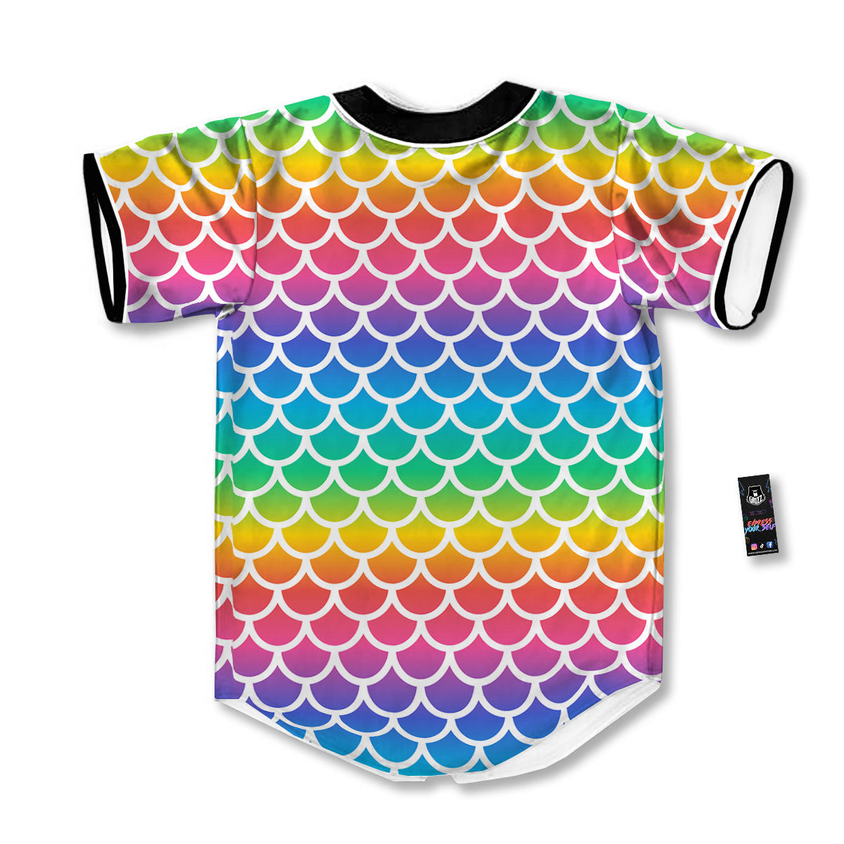 Scale Rainbow Mermaid Print Pattern Baseball Jersey-grizzshop