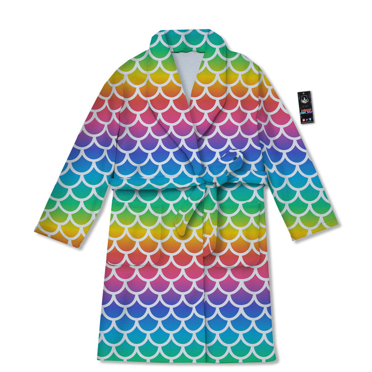 Scale Rainbow Mermaid Print Pattern Bathrobe-grizzshop
