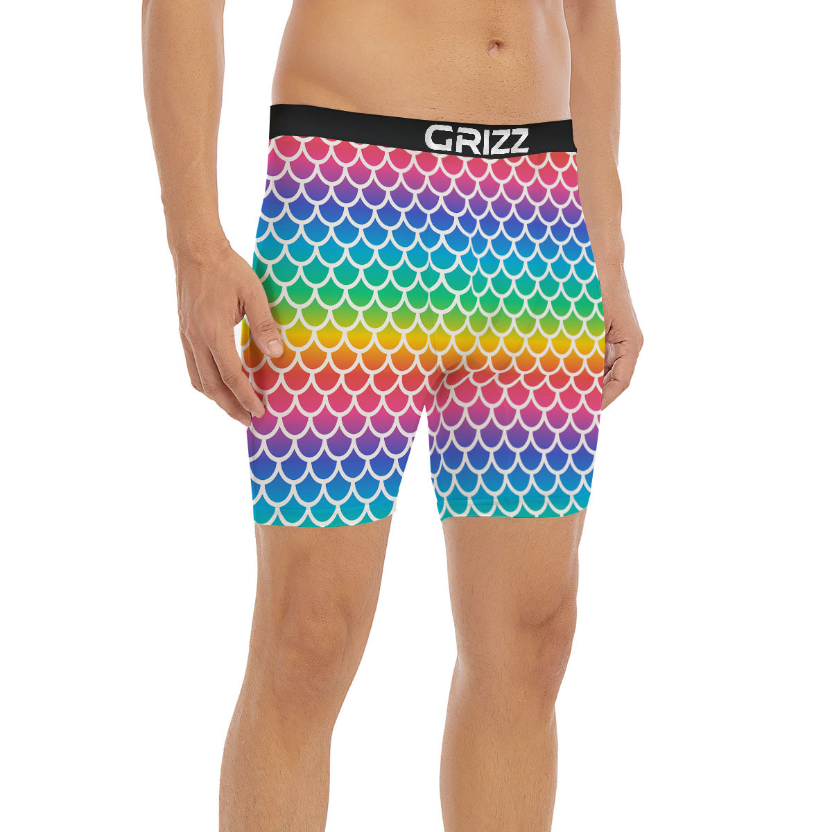 Scale Rainbow Mermaid Print Pattern Boxer Briefs-grizzshop