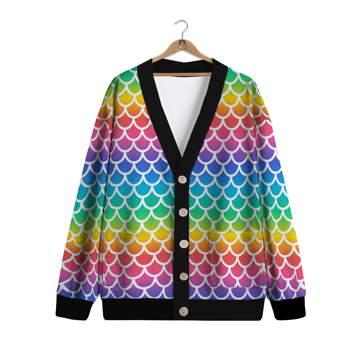 Scale Rainbow Mermaid Print Pattern Cardigan-grizzshop