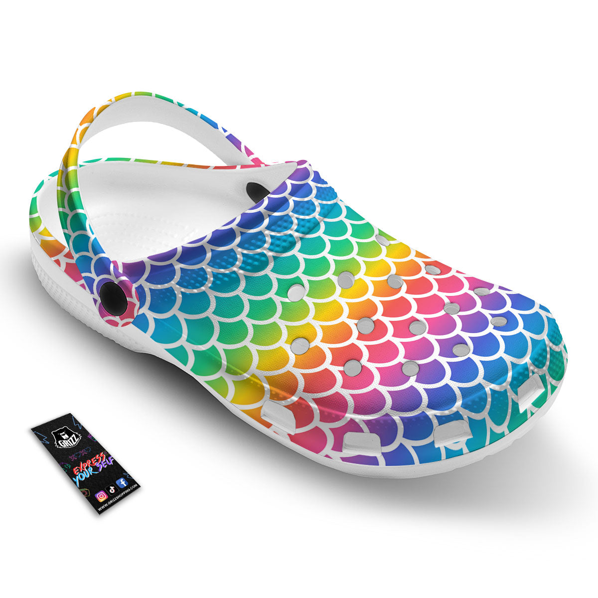 Scale Rainbow Mermaid Print Pattern Clog-grizzshop