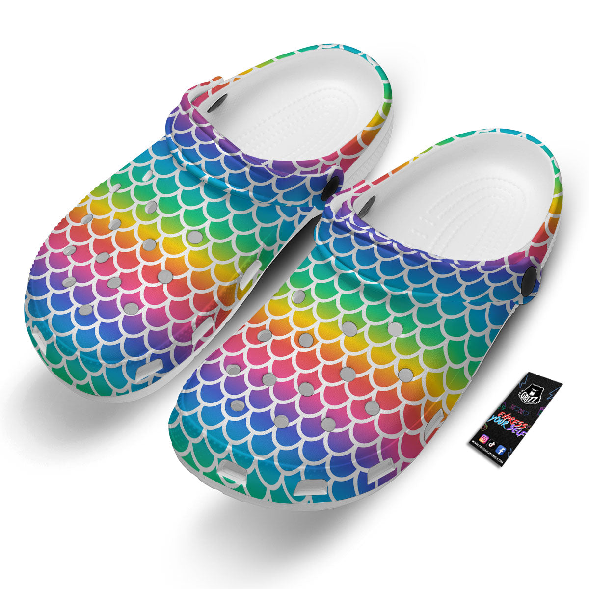 Scale Rainbow Mermaid Print Pattern Clog-grizzshop