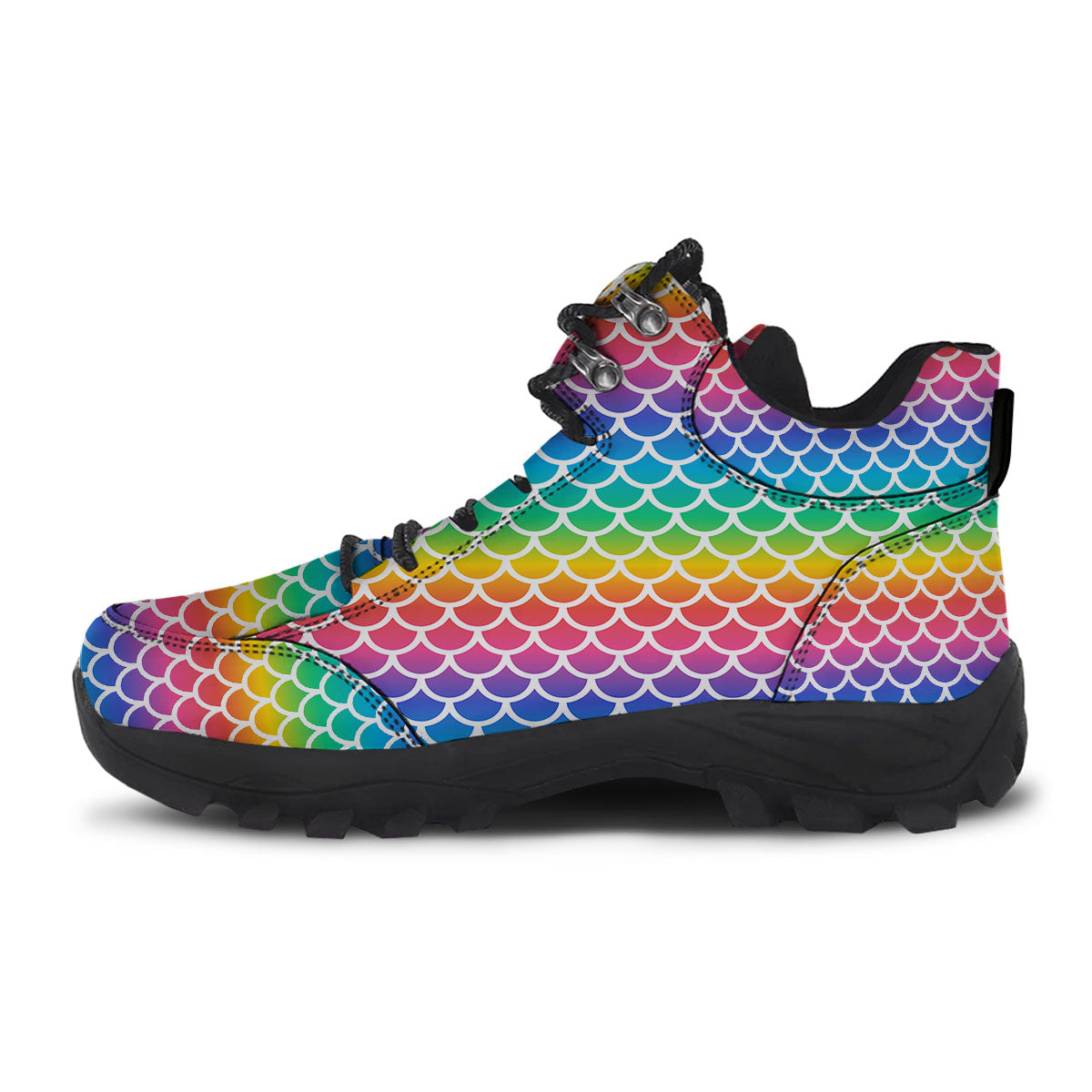 Scale Rainbow Mermaid Print Pattern Hiking Shoes-grizzshop