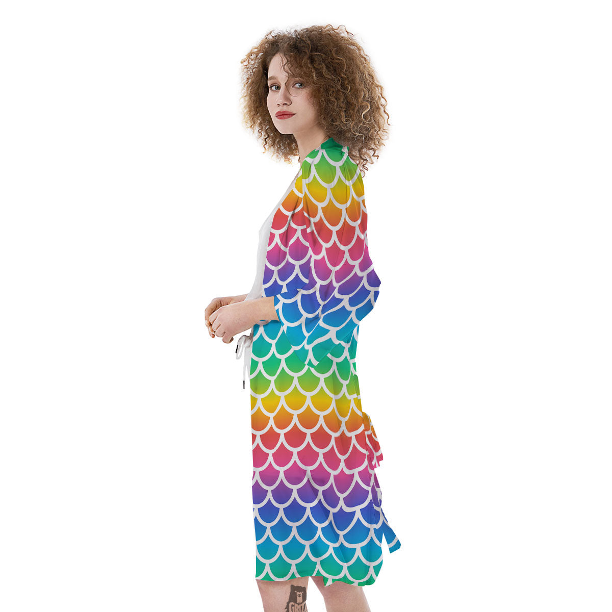 Scale Rainbow Mermaid Print Pattern Kimono-grizzshop