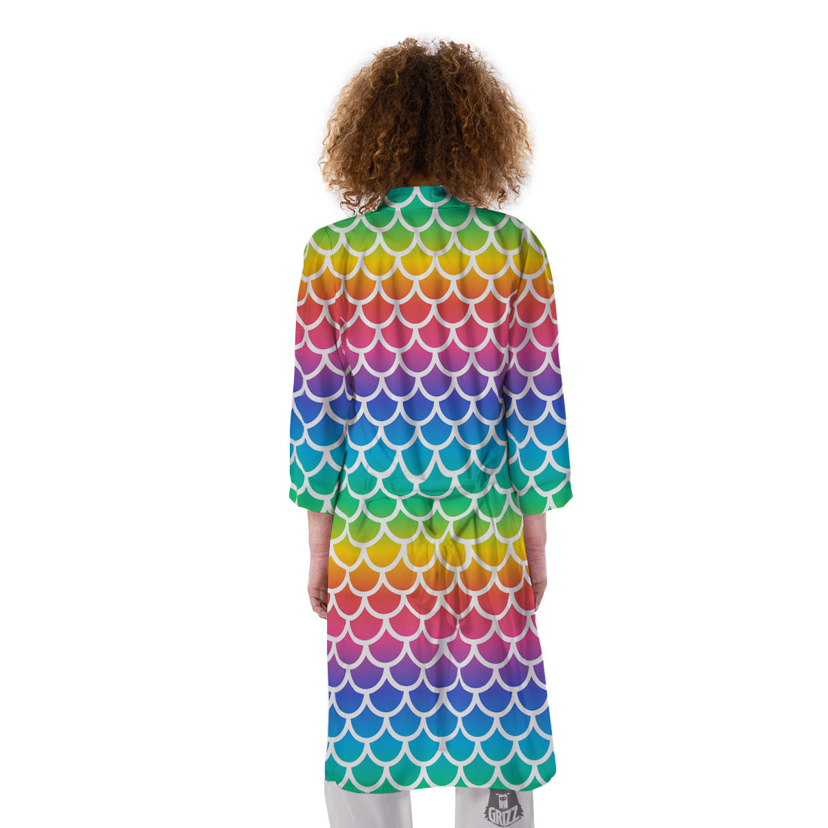 Scale Rainbow Mermaid Print Pattern Kimono-grizzshop