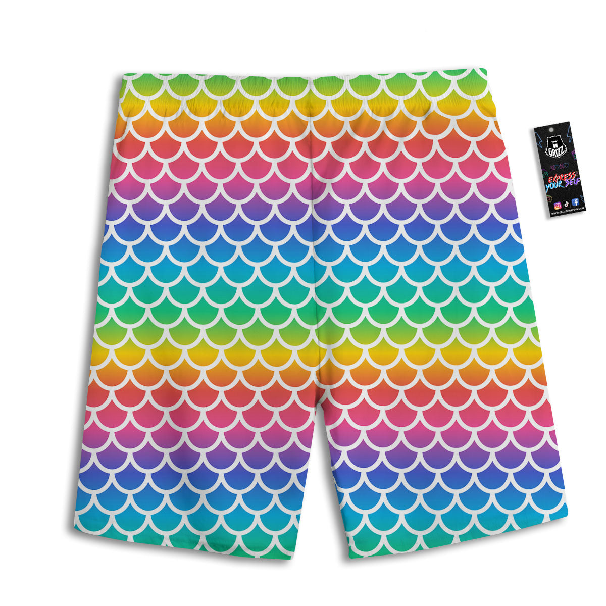Scale Rainbow Mermaid Print Pattern Men's Athletic Shorts