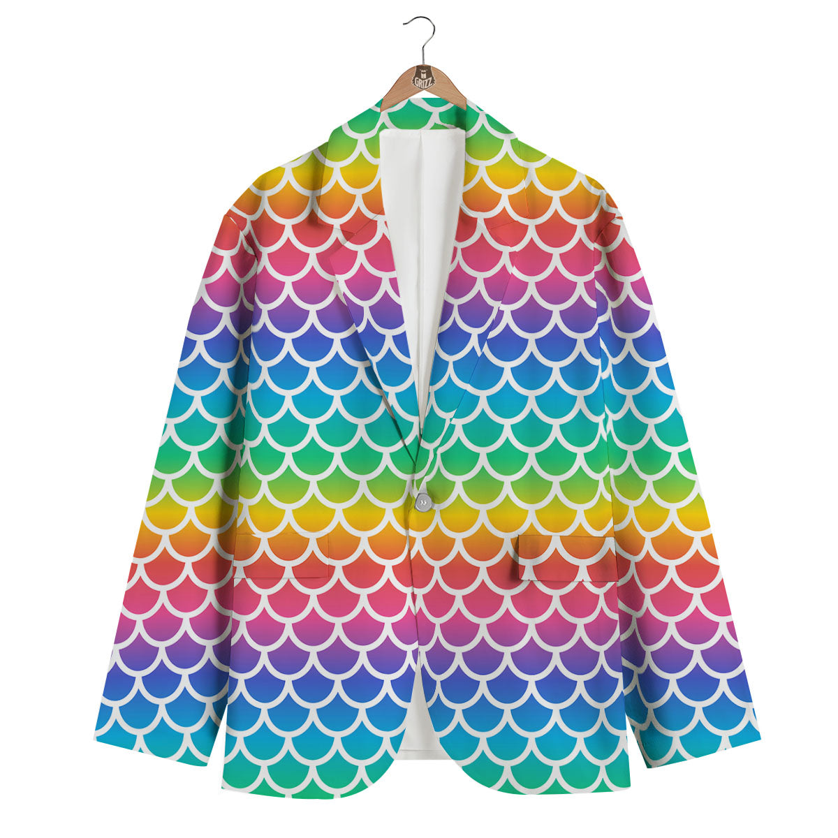 Scale Rainbow Mermaid Print Pattern Men's Blazer-grizzshop