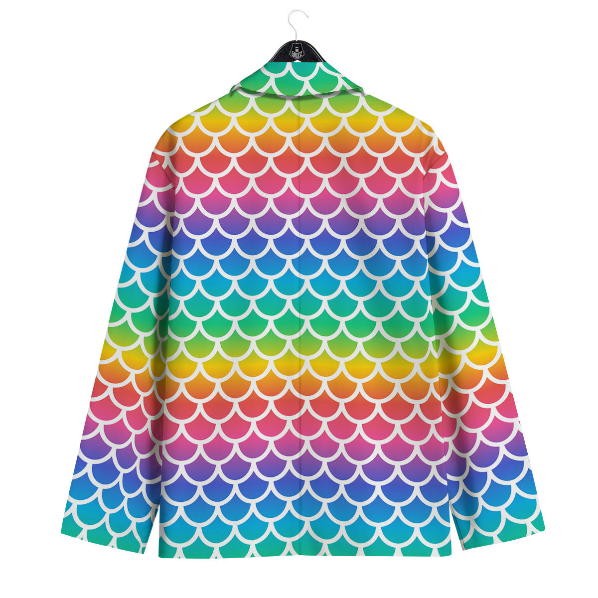 Scale Rainbow Mermaid Print Pattern Men's Sport Coat-grizzshop