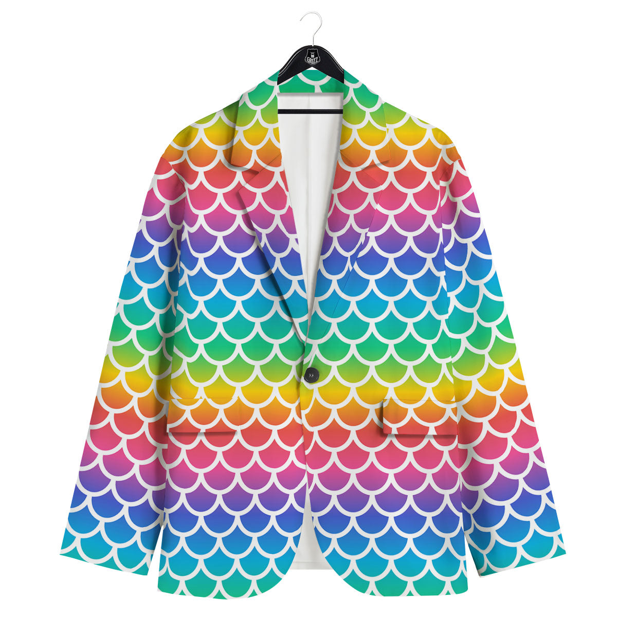 Scale Rainbow Mermaid Print Pattern Men's Sport Coat-grizzshop