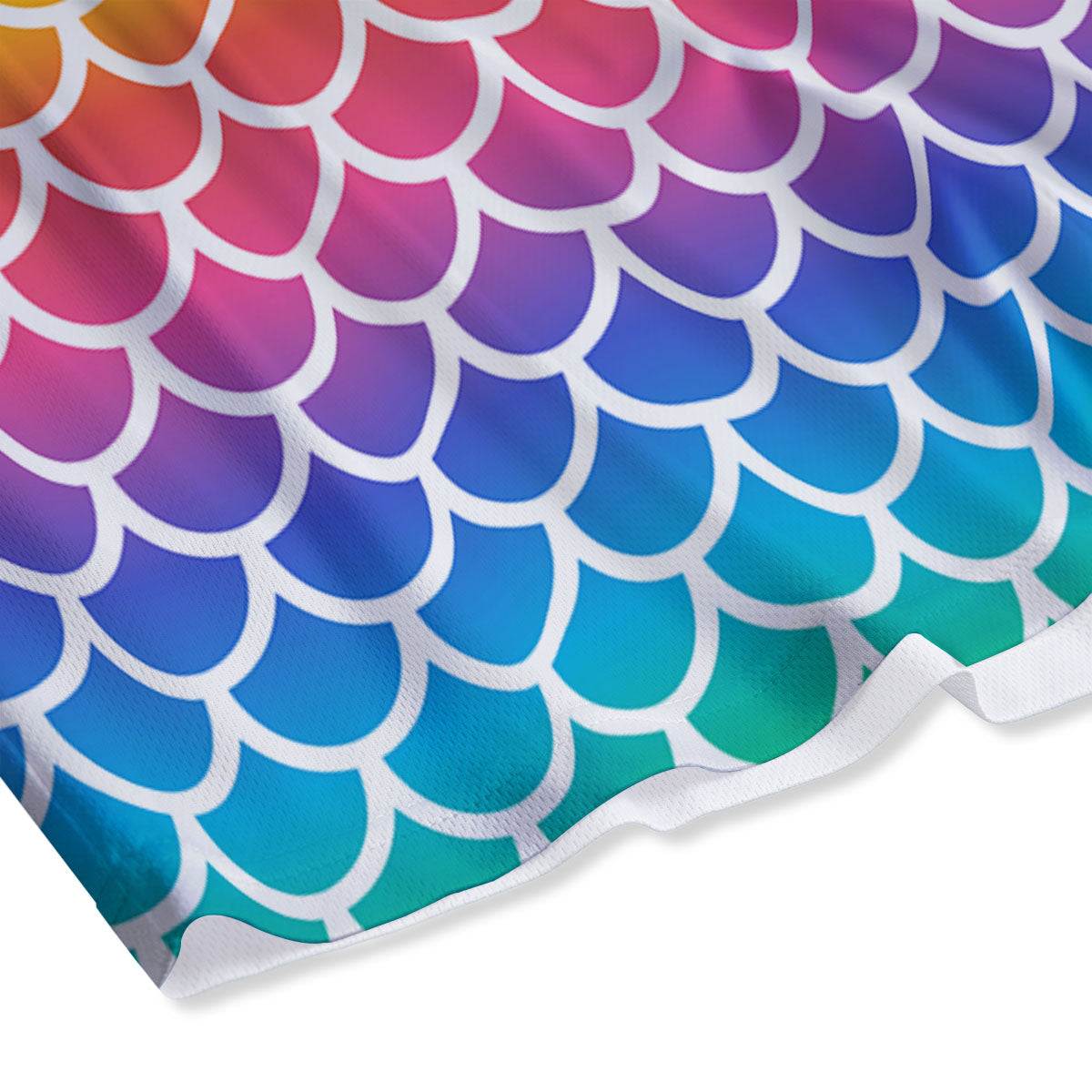 Scale Rainbow Mermaid Print Pattern Mesh Shorts