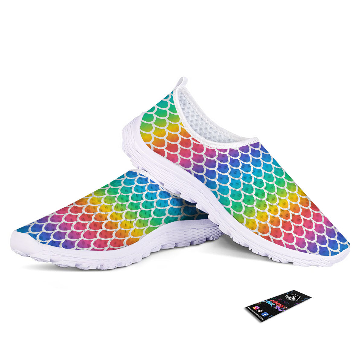 Scale Rainbow Mermaid Print Pattern Nurse Shoes-grizzshop