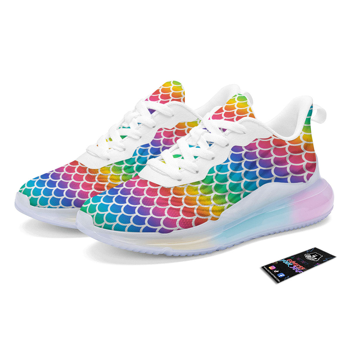 Scale Rainbow Mermaid Print Pattern Running Sneakers-grizzshop