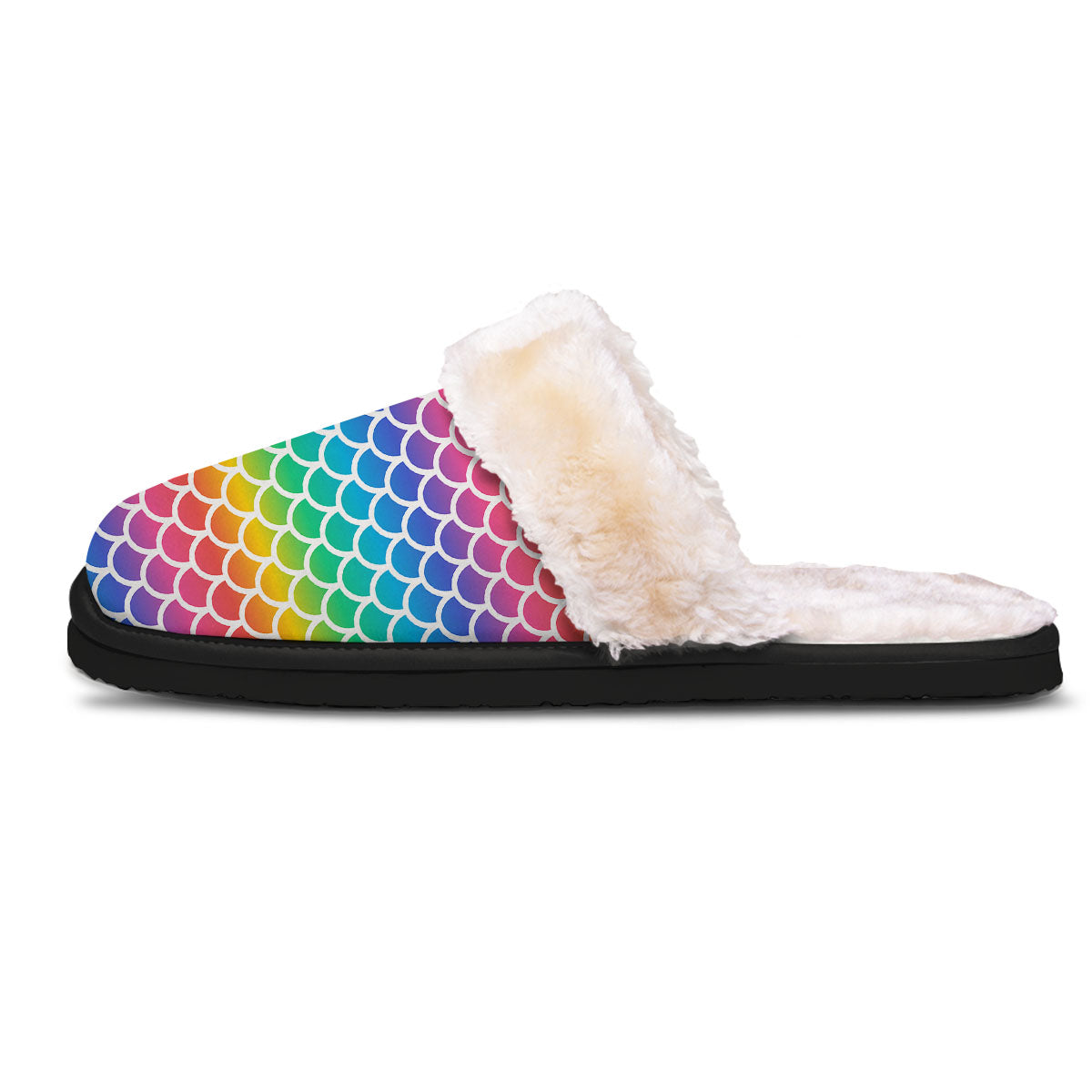 Scale Rainbow Mermaid Print Pattern Slippers-grizzshop